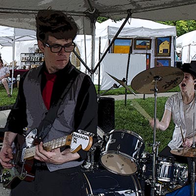 Musicians playing guitar and drums