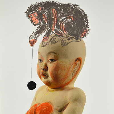 Takamori, Akio, Sitting Monkey, lithograph, 2011, MAM permanent collection